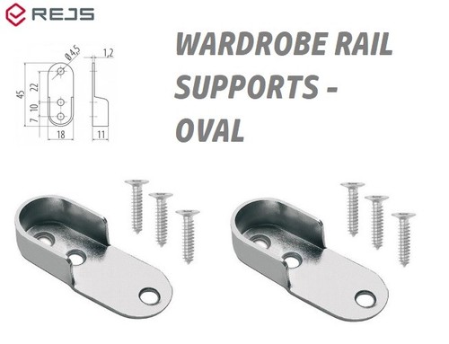 Wardrobe rail support oval - rail,